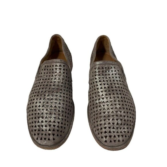 H.S. Trask Leather Metallic Perforated Slip-on Casual Comfort Shoes 7 - Picture 1 of 15